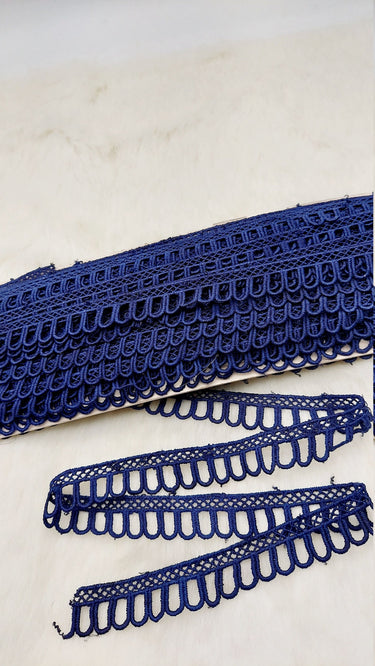 9 Yards Navy Blue Embroidery Cotton Lace Trim, Approx. 20mm Wide, Fringe Trim